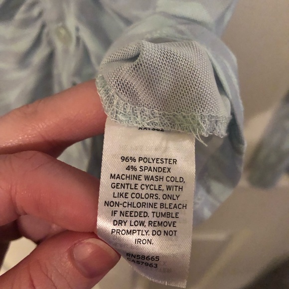 NWOT Open Edit button up mesh ruched top - Picture 4 of 4